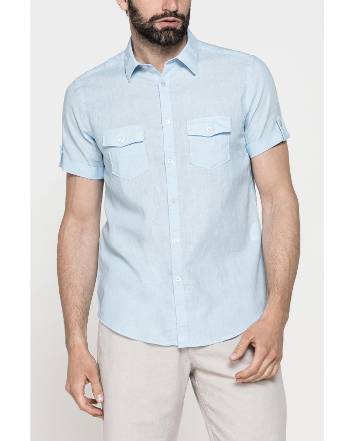 CAMICIA ESTIVA A MANICA CORTA IN MISTO LINO