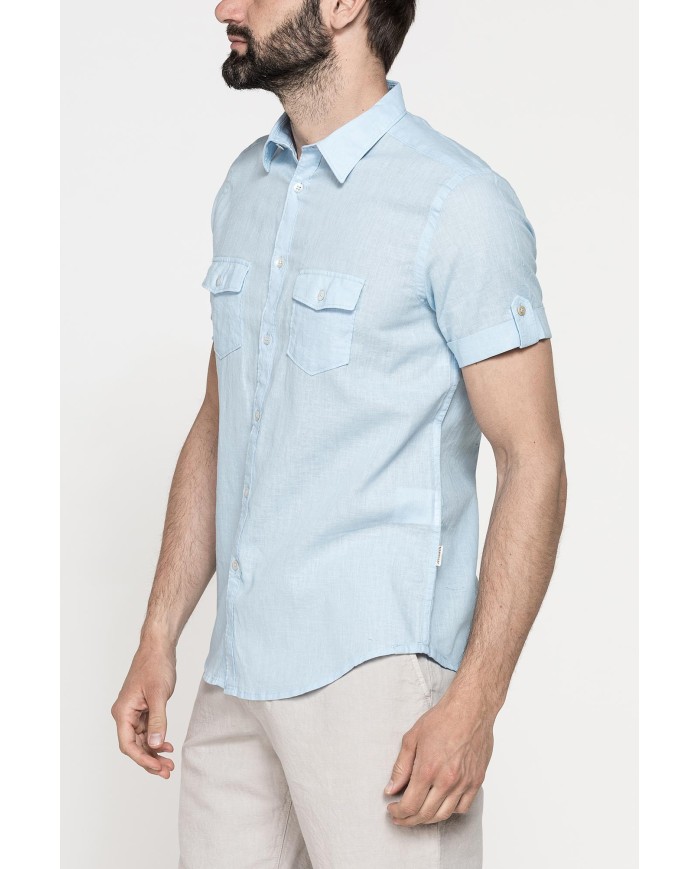 CAMICIA ESTIVA A MANICA CORTA IN MISTO LINO