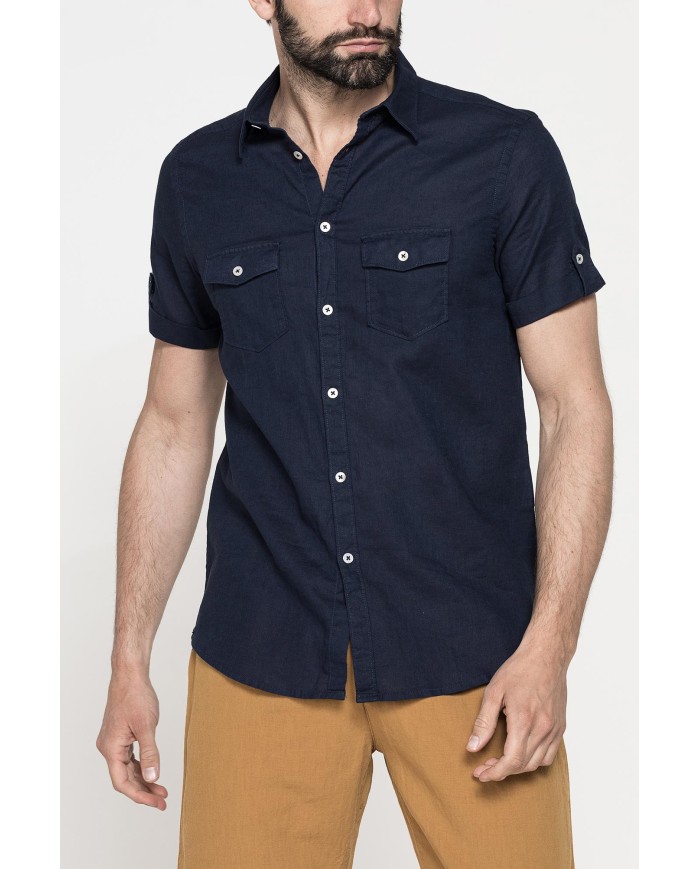 CAMICIA ESTIVA A MANICA CORTA IN MISTO LINO