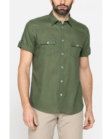 CAMICIA ESTIVA A MANICA CORTA IN MISTO LINO