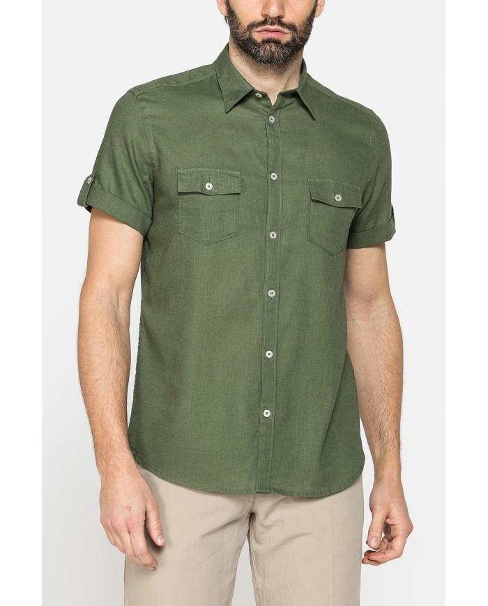 CAMICIA ESTIVA A MANICA CORTA IN MISTO LINO