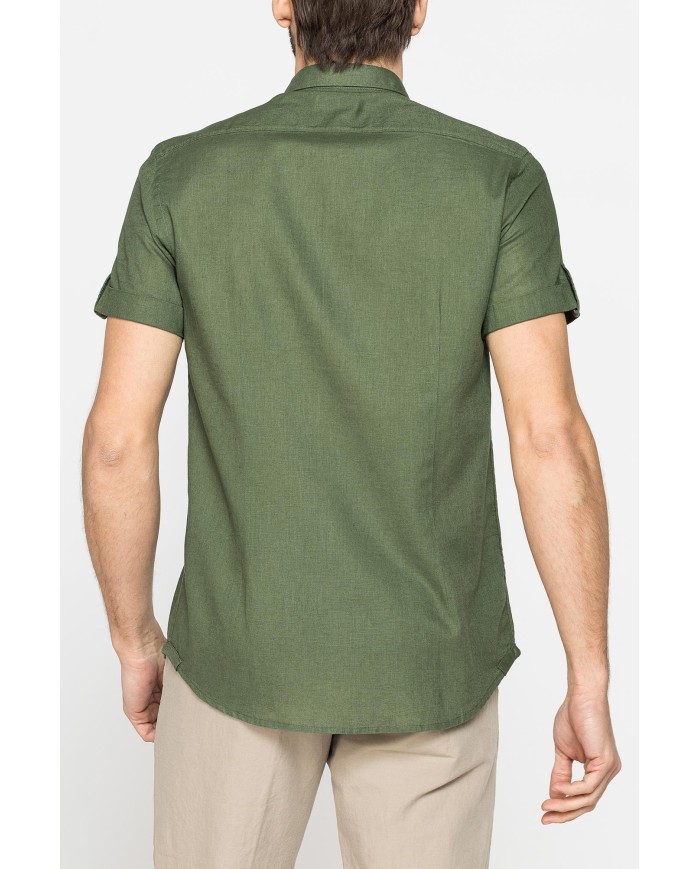 CAMICIA ESTIVA A MANICA CORTA IN MISTO LINO