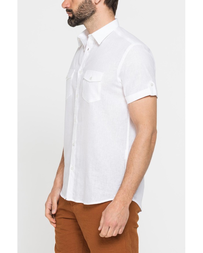 CAMICIA A MANICA CORTA IN TESSUTO DI LINO E LYOCELL