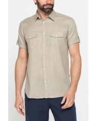 CAMICIA A MANICA CORTA IN TESSUTO DI LINO E LYOCELL
