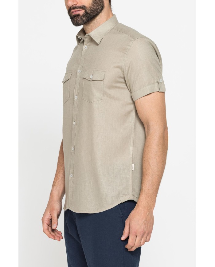 CAMICIA A MANICA CORTA IN TESSUTO DI LINO E LYOCELL