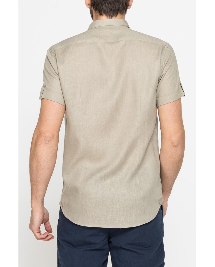 CAMICIA A MANICA CORTA IN TESSUTO DI LINO E LYOCELL