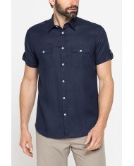 CAMICIA A MANICA CORTA IN TESSUTO DI LINO E LYOCELL