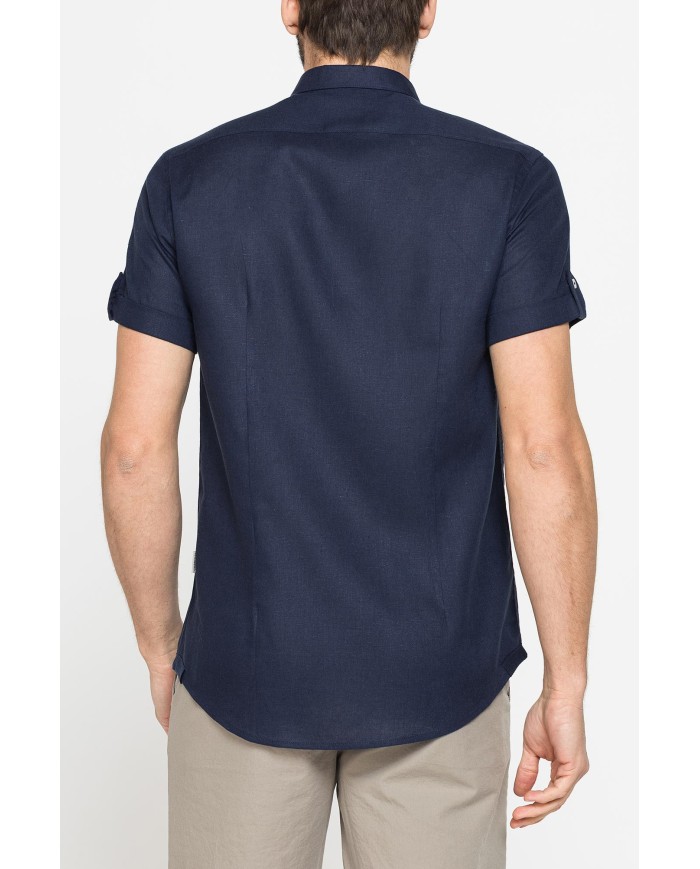CAMICIA A MANICA CORTA IN TESSUTO DI LINO E LYOCELL