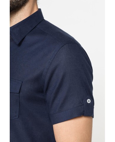 CAMICIA A MANICA CORTA IN TESSUTO DI LINO E LYOCELL