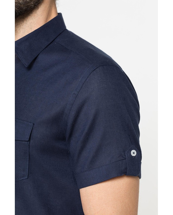 CAMICIA A MANICA CORTA IN TESSUTO DI LINO E LYOCELL