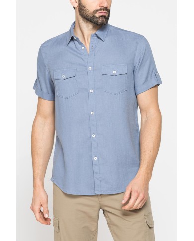 CAMICIA A MANICA CORTA IN TESSUTO DI LINO E LYOCELL