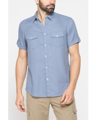 CAMICIA A MANICA CORTA IN TESSUTO DI LINO E LYOCELL