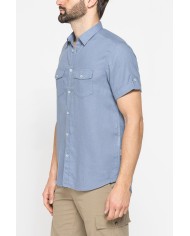CAMICIA A MANICA CORTA IN TESSUTO DI LINO E LYOCELL