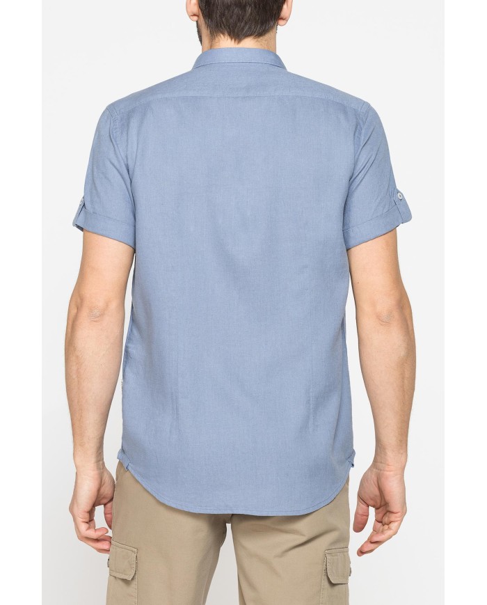 CAMICIA A MANICA CORTA IN TESSUTO DI LINO E LYOCELL