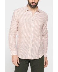 CAMICIA IN MISTO LINO E COTONE IN FANTASIA A RIGHE