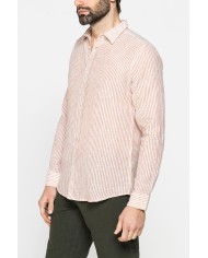 CAMICIA IN MISTO LINO E COTONE IN FANTASIA A RIGHE