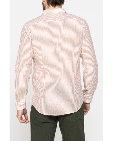 CAMICIA IN MISTO LINO E COTONE IN FANTASIA A RIGHE