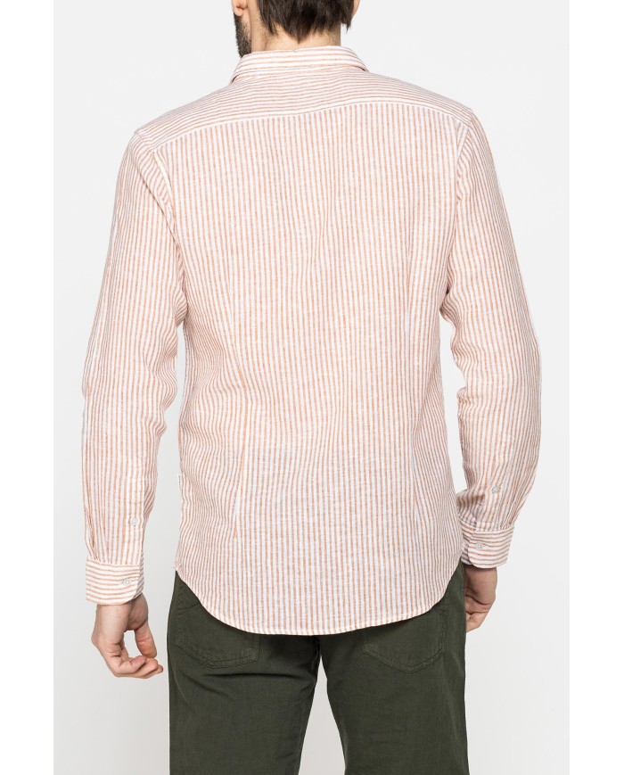 CAMICIA IN MISTO LINO E COTONE IN FANTASIA A RIGHE
