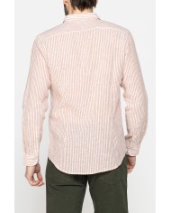 CAMICIA IN MISTO LINO E COTONE IN FANTASIA A RIGHE