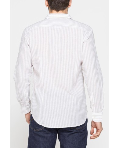 CAMICIA IN MISTO LINO E COTONE IN FANTASIA A RIGHE