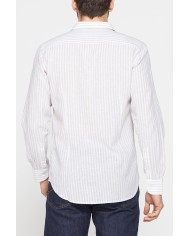 CAMICIA IN MISTO LINO E COTONE IN FANTASIA A RIGHE