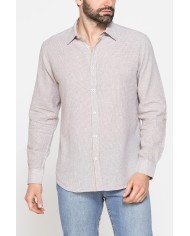 CAMICIA IN MISTO LINO E COTONE IN FANTASIA A RIGHE