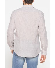 CAMICIA IN MISTO LINO E COTONE IN FANTASIA A RIGHE