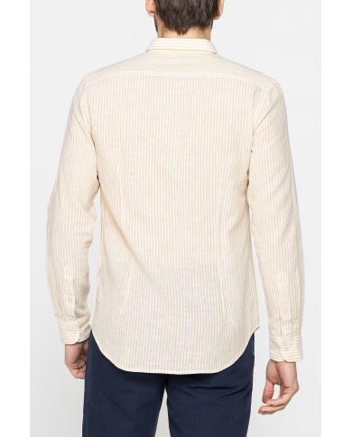 CAMICIA IN MISTO LINO E COTONE IN FANTASIA A RIGHE