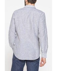 CAMICIA IN MISTO LINO E COTONE IN FANTASIA A RIGHE