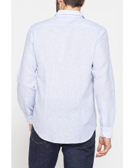 CAMICIA IN MISTO LINO E COTONE IN FANTASIA A RIGHE