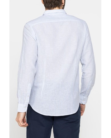 CAMICIA IN MISTO LINO E COTONE IN FANTASIA A RIGHE