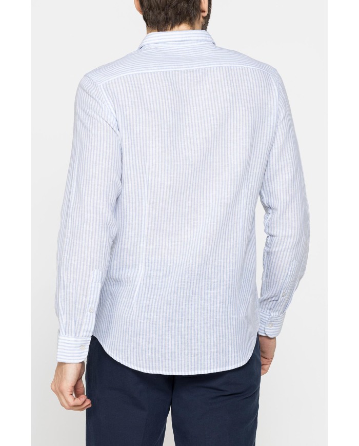 CAMICIA IN MISTO LINO E COTONE IN FANTASIA A RIGHE