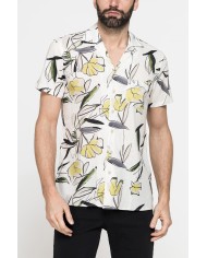 CAMICIA BOWLING IN TESSUTO TINTO FILO DI LINO COTONE