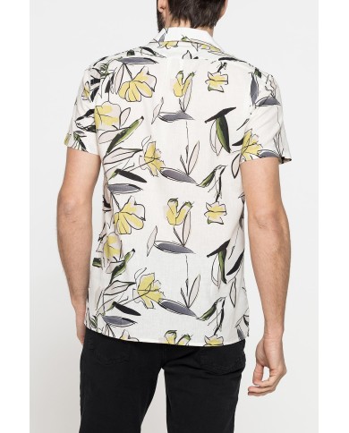 CAMICIA BOWLING IN TESSUTO TINTO FILO DI LINO COTONE