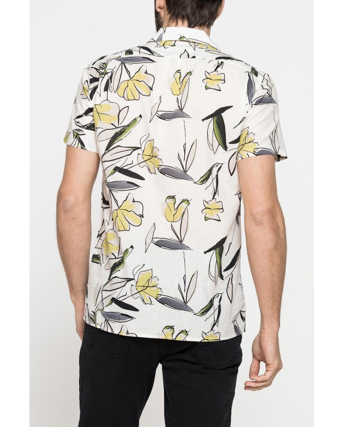 CAMICIA BOWLING IN TESSUTO TINTO FILO DI LINO COTONE