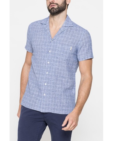 CAMICIA BOWLING IN TESSUTO TINTO FILO DI LINO COTONE