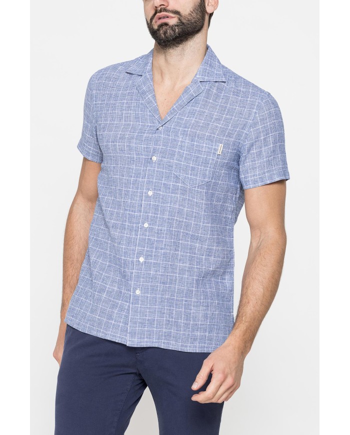 CAMICIA BOWLING IN TESSUTO TINTO FILO DI LINO COTONE