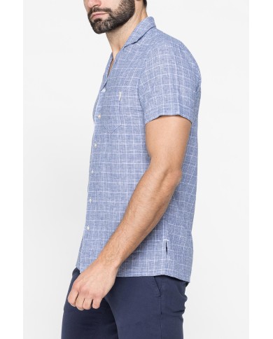 CAMICIA BOWLING IN TESSUTO TINTO FILO DI LINO COTONE