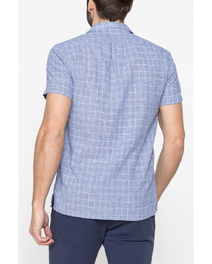 CAMICIA BOWLING IN TESSUTO TINTO FILO DI LINO COTONE