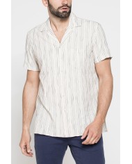 CAMICIA BOWLING IN TESSUTO TINTO FILO DI LINO COTONE