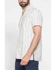 CAMICIA BOWLING IN TESSUTO TINTO FILO DI LINO COTONE