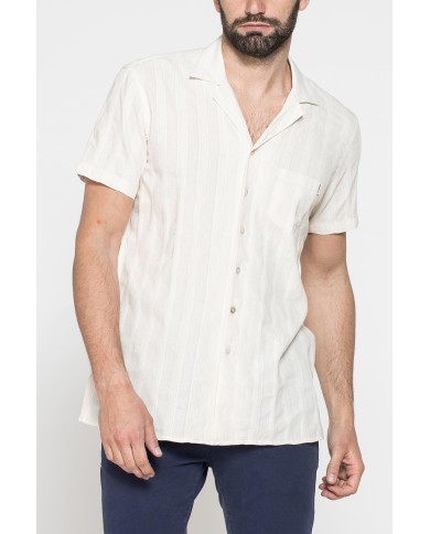 CAMICIA BOWLING IN TESSUTO TINTO FILO DI LINO COTONE