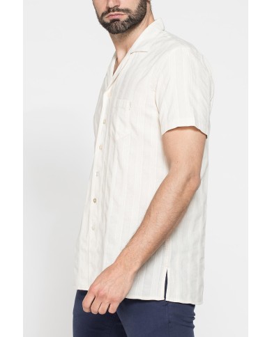 CAMICIA BOWLING IN TESSUTO TINTO FILO DI LINO COTONE