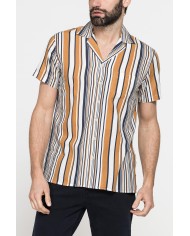 CAMICIA BOWLING IN TESSUTO TINTO FILO DI LINO COTONE