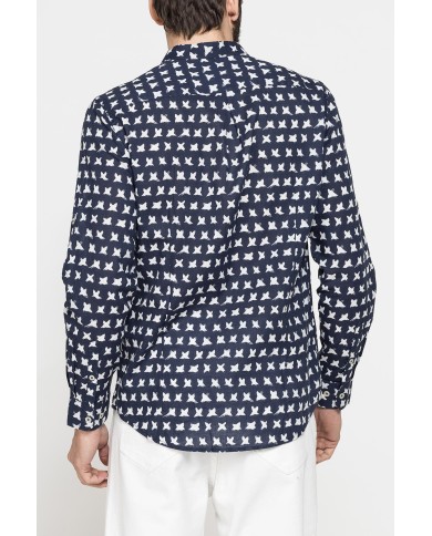 CAMICIA COREANA IN LINO COTONE STAMPATO