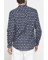 CAMICIA COREANA IN LINO COTONE STAMPATO