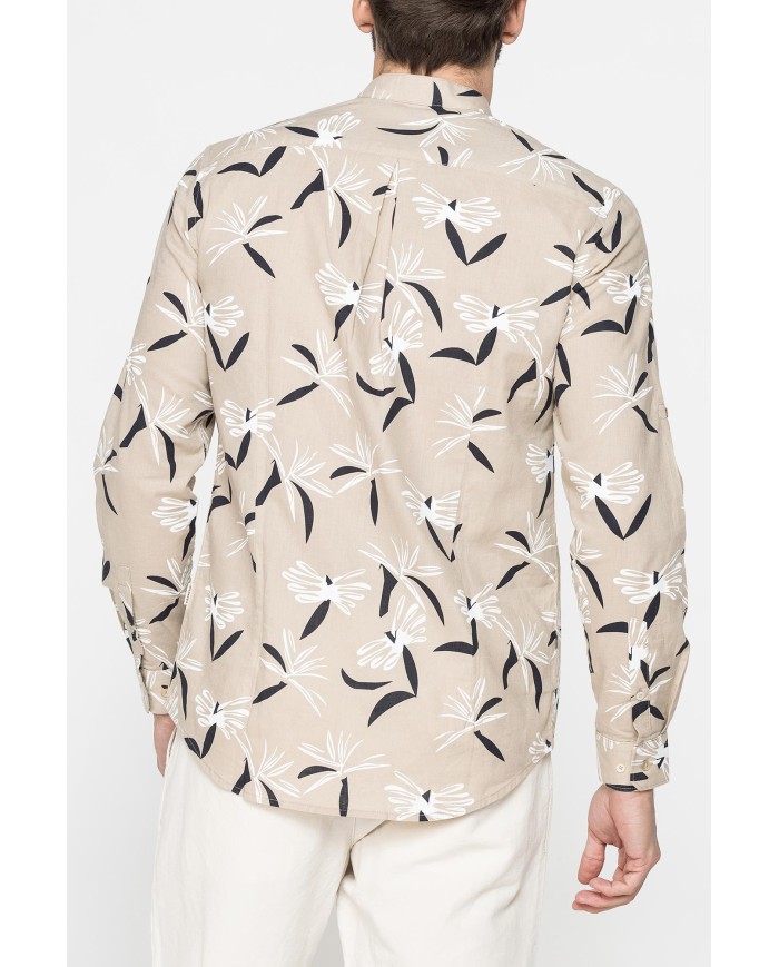 CAMICIA COREANA IN LINO COTONE STAMPATO