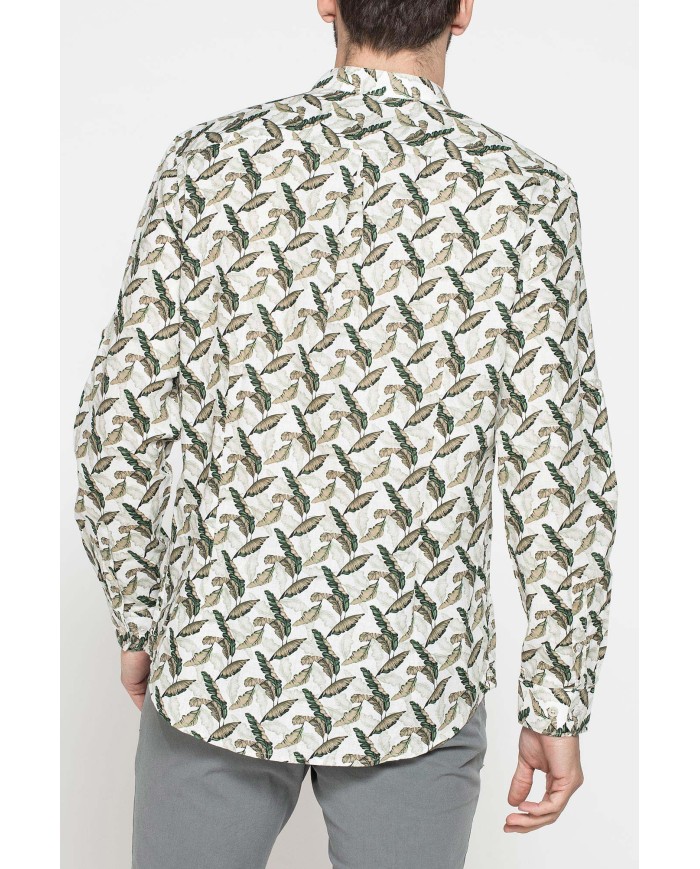 CAMICIA COREANA IN LINO COTONE STAMPATO