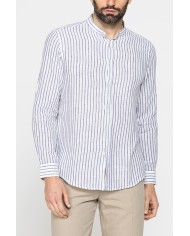 CAMICIA COREANA IN LINO COTONE STAMPATO