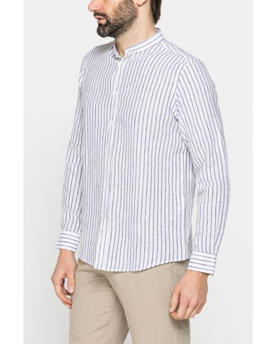 CAMICIA COREANA IN LINO COTONE STAMPATO